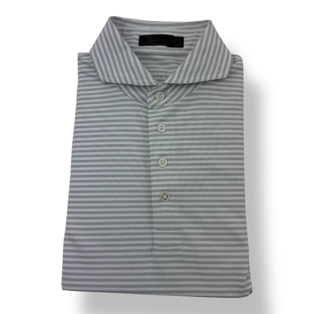 G/Fore Gray White Stripe Golf Polo Shirt Men's Size Small Polyester Spandex